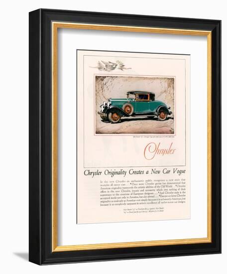 Chrysler, Magazine Advertisement, USA, 1928-null-Framed Giclee Print