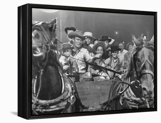 Chuck Connors in Scenes from This TV Series in Which He Stars with His Kids Among the Child Actors-Grey Villet-Framed Premier Image Canvas