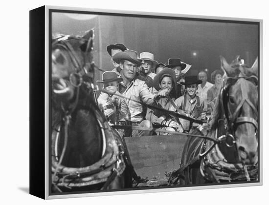 Chuck Connors in Scenes from This TV Series in Which He Stars with His Kids Among the Child Actors-Grey Villet-Framed Premier Image Canvas