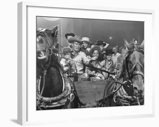 Chuck Connors in Scenes from This TV Series in Which He Stars with His Kids Among the Child Actors-Grey Villet-Framed Premium Photographic Print