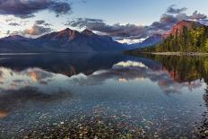 Swan Mountains Reflect into the Flathead River, Sunset, Montana, USA-Chuck Haney-Photographic Print