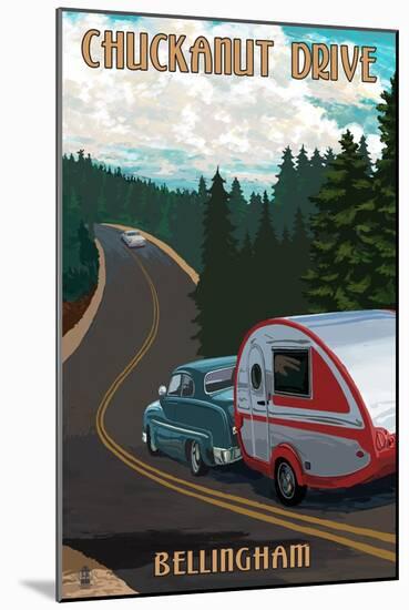 Chuckanut Drive - Bellingham, WA - Retro Camper-Lantern Press-Mounted Art Print