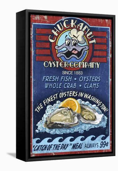 Chuckanut , Washington - Oyster Company-Lantern Press-Framed Stretched Canvas