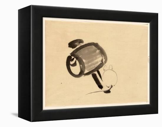 Chugoku Jinbutsu [Kenjin Zu?], Print Shows a Rear View of a Mouse Next to the Handle of a Mallet-null-Framed Premier Image Canvas