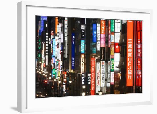 Chuo-Dori, Elevated View at Dusk Along Tokyo's Most Exclusive Shopping Street-Gavin Hellier-Framed Photographic Print