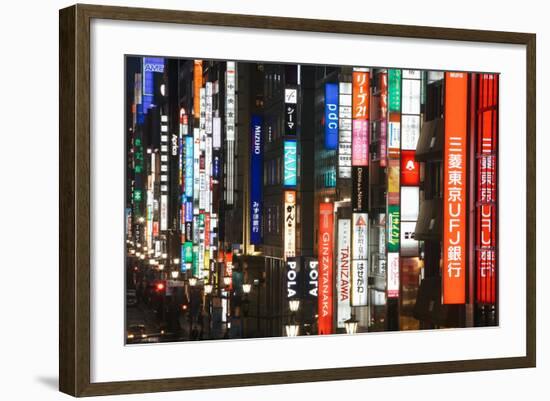 Chuo-Dori, Elevated View at Dusk Along Tokyo's Most Exclusive Shopping Street-Gavin Hellier-Framed Photographic Print