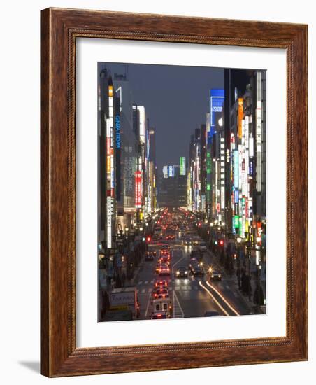 Chuo-Dori, Tokyo's Most Exclusive Shopping Street, Ginza, Tokyo, Honshu, Japan-Gavin Hellier-Framed Photographic Print