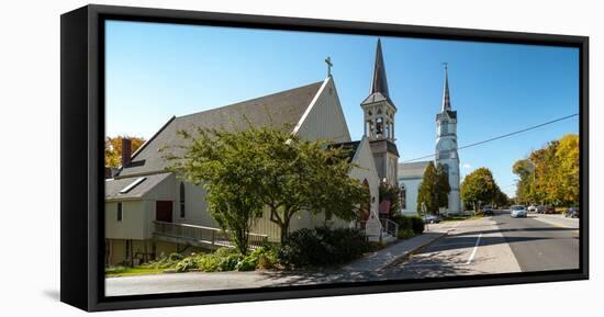 Church along a street, Bath, Sagadahoc County, Maine, USA-null-Framed Premier Image Canvas