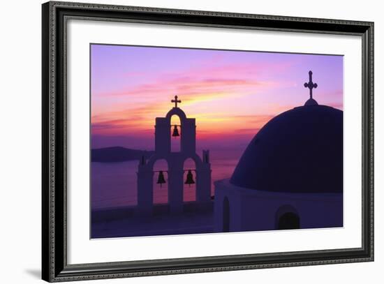 Church and Bell Tower at Sunset, Santorini, Cyclades, Greece-Gavin Hellier-Framed Photographic Print