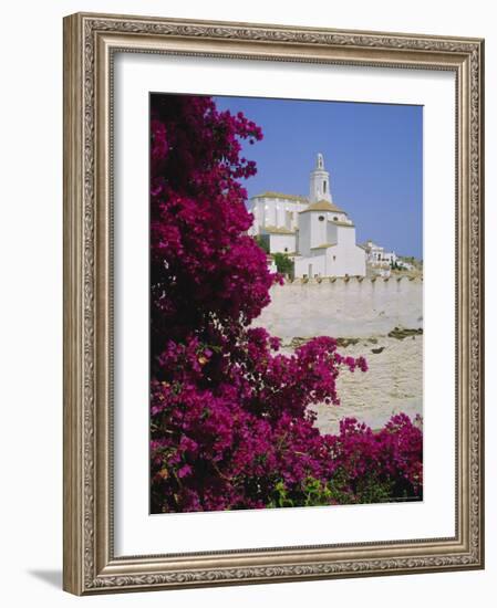 Church and Bougainvillea Flowers, Cadaques, Costa Brava, Catalonia (Cataluna) (Catalunya), Spain-Ruth Tomlinson-Framed Photographic Print