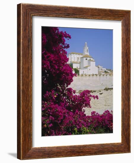 Church and Bougainvillea Flowers, Cadaques, Costa Brava, Catalonia (Cataluna) (Catalunya), Spain-Ruth Tomlinson-Framed Photographic Print