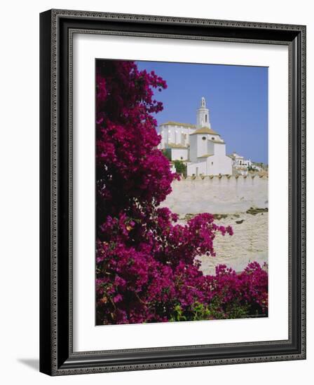 Church and Bougainvillea Flowers, Cadaques, Costa Brava, Catalonia (Cataluna) (Catalunya), Spain-Ruth Tomlinson-Framed Photographic Print