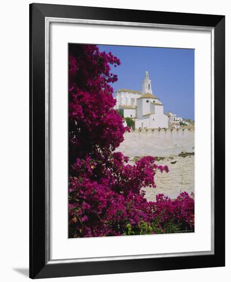 Church and Bougainvillea Flowers, Cadaques, Costa Brava, Catalonia (Cataluna) (Catalunya), Spain-Ruth Tomlinson-Framed Photographic Print