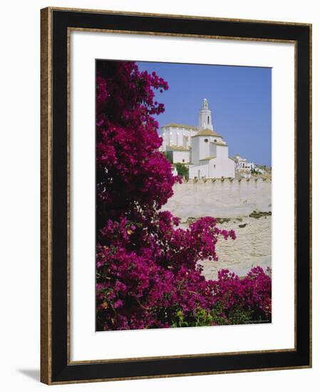 Church and Bougainvillea Flowers, Cadaques, Costa Brava, Catalonia (Cataluna) (Catalunya), Spain-Ruth Tomlinson-Framed Photographic Print