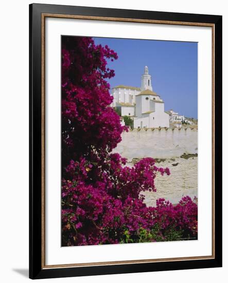 Church and Bougainvillea Flowers, Cadaques, Costa Brava, Catalonia (Cataluna) (Catalunya), Spain-Ruth Tomlinson-Framed Photographic Print