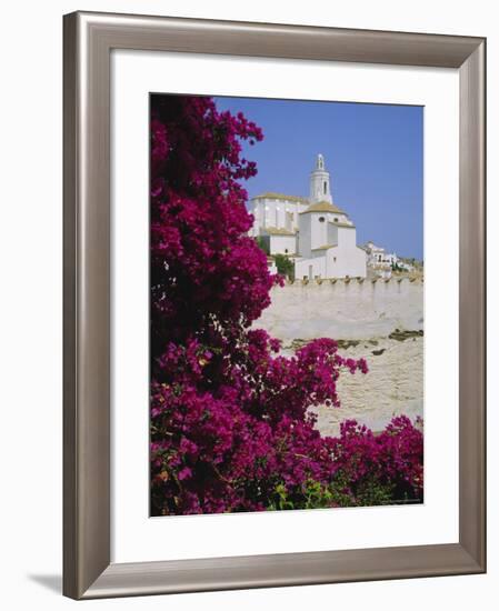 Church and Bougainvillea Flowers, Cadaques, Costa Brava, Catalonia (Cataluna) (Catalunya), Spain-Ruth Tomlinson-Framed Photographic Print