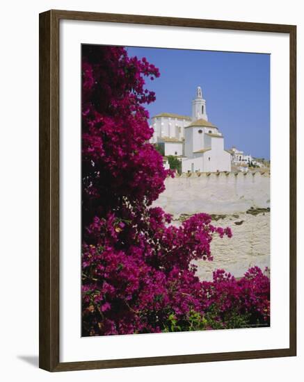 Church and Bougainvillea Flowers, Cadaques, Costa Brava, Catalonia (Cataluna) (Catalunya), Spain-Ruth Tomlinson-Framed Photographic Print