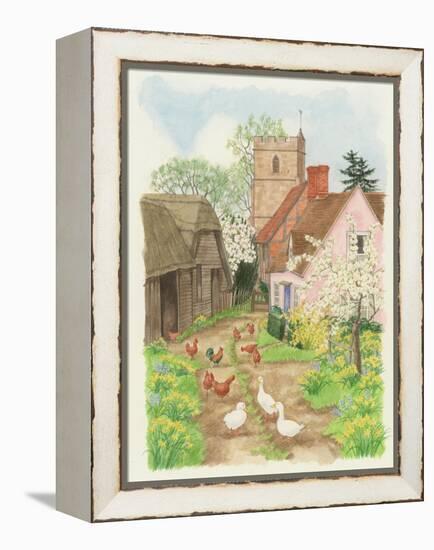 Church and Farm Track, 1998-Linda Benton-Framed Premier Image Canvas