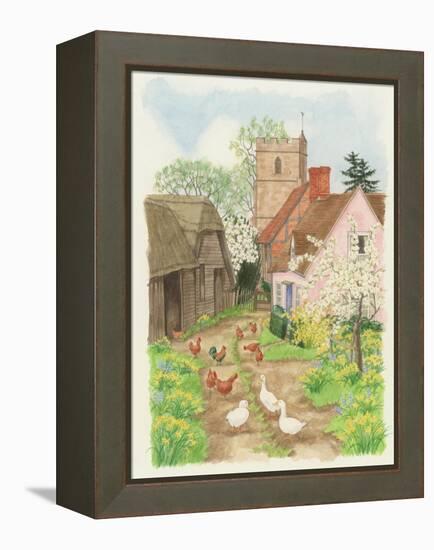 Church and Farm Track, 1998-Linda Benton-Framed Premier Image Canvas