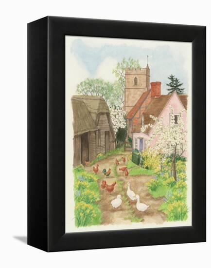 Church and Farm Track, 1998-Linda Benton-Framed Premier Image Canvas