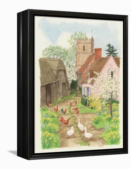 Church and Farm Track, 1998-Linda Benton-Framed Premier Image Canvas