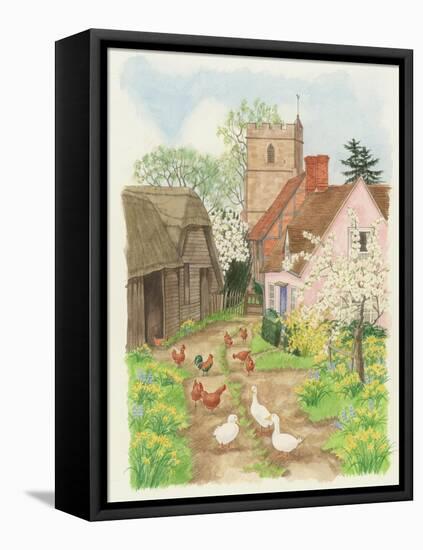 Church and Farm Track, 1998-Linda Benton-Framed Premier Image Canvas