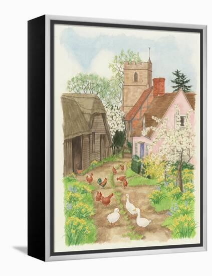 Church and Farm Track, 1998-Linda Benton-Framed Premier Image Canvas