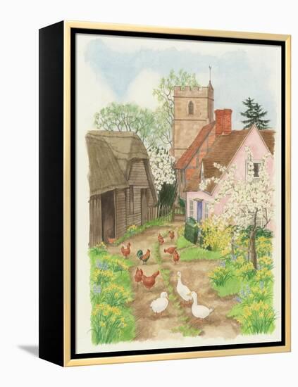 Church and Farm Track, 1998-Linda Benton-Framed Premier Image Canvas