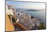 Church and Fira Town at Sunset, Fira, Santorini, Cyclades, Greece-Peter Adams-Mounted Photographic Print