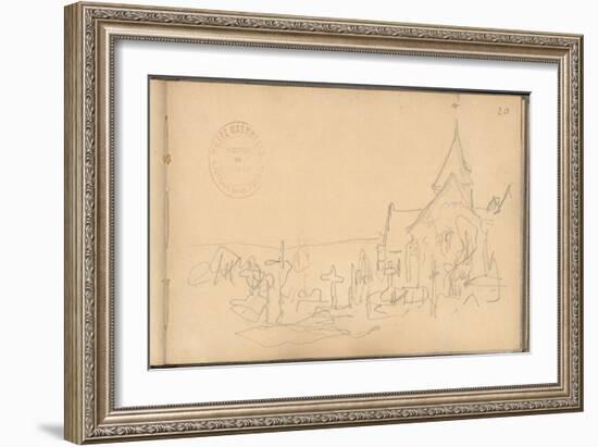 Church and Graveyard at Varengeville (Pencil on Paper)-Claude Monet-Framed Giclee Print