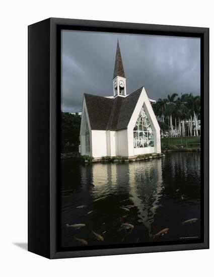 Church and Koi Pond, Wailea Beach, Maui, Hawaii, Hawaiian Islands, USA-Alison Wright-Framed Premier Image Canvas