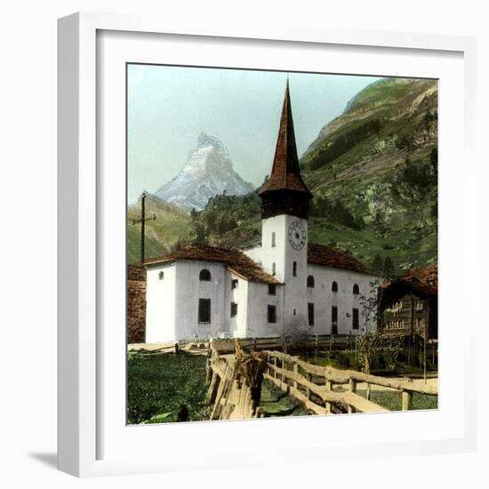 Church and Matterhorn, Zermatt, Switzerland-null-Framed Giclee Print