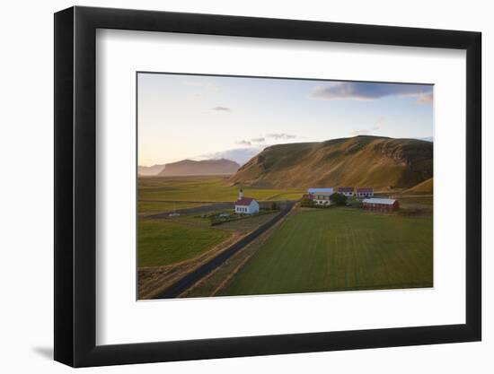 Church and Small Group of Houses Near Vik, Iceland-Peter Adams-Framed Photographic Print