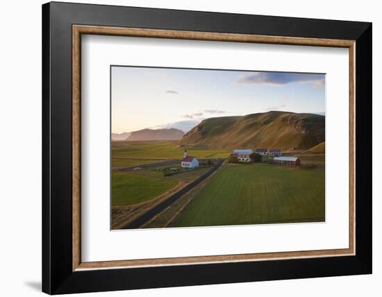 Church and Small Group of Houses Near Vik, Iceland-Peter Adams-Framed Photographic Print