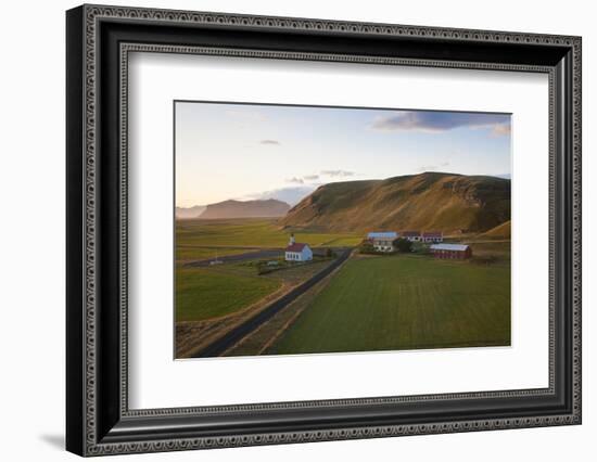 Church and Small Group of Houses Near Vik, Iceland-Peter Adams-Framed Photographic Print