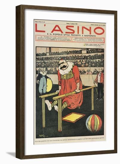 Church and State are Two Parallels, Satirical Cartoon from L'Asino Magazine, June 2, 1907-null-Framed Giclee Print