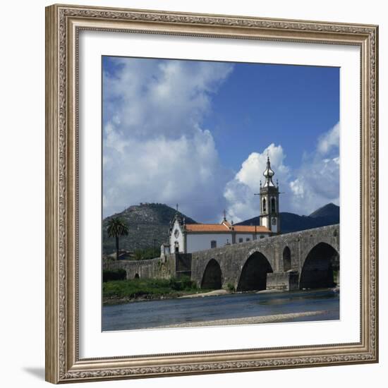 Church and the Medieval Ponte De Lima, Minho, Portugal, Europe-Christopher Rennie-Framed Photographic Print