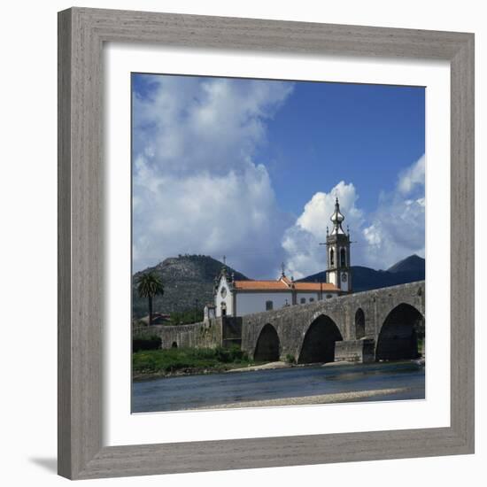 Church and the Medieval Ponte De Lima, Minho, Portugal, Europe-Christopher Rennie-Framed Photographic Print