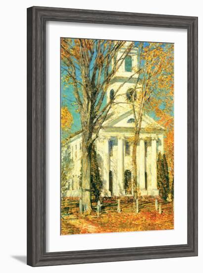 Church At Old Lyme, Connecticut-Childe Hassam-Framed Art Print