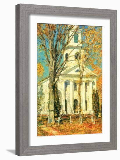 Church At Old Lyme, Connecticut-Childe Hassam-Framed Art Print