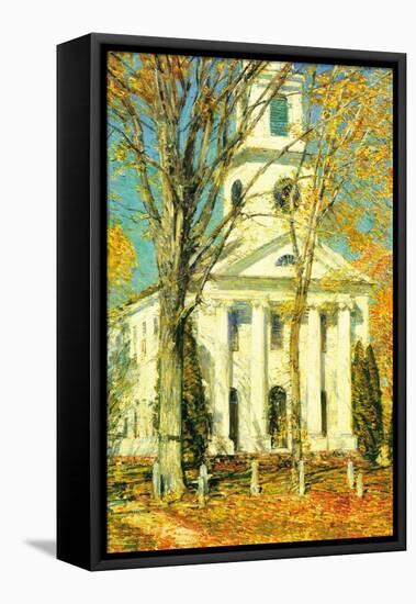 Church At Old Lyme, Connecticut-Childe Hassam-Framed Stretched Canvas