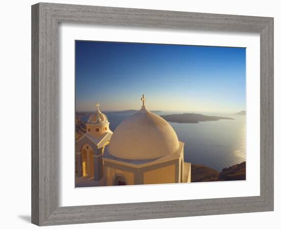 Church at Sunset, Santorini, Cyclades, Greek Islands, Greece, Europe-null-Framed Photographic Print