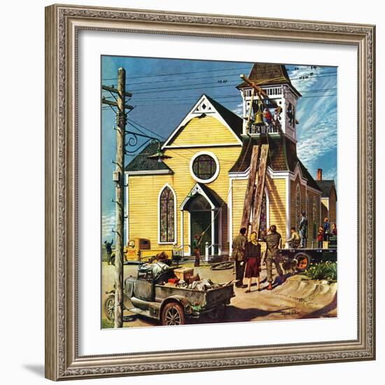 "Church Belfry Repair," April 20, 1946-E. Melbourne Brindle-Framed Giclee Print