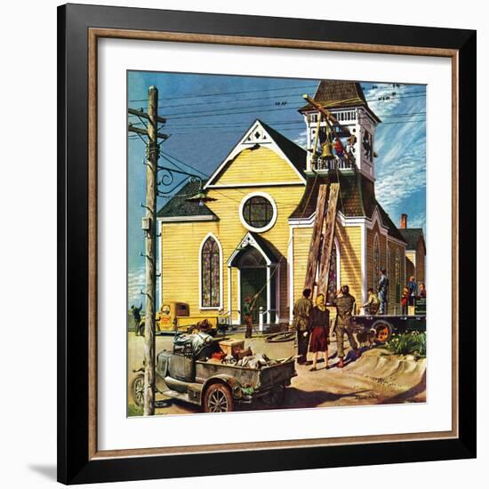 "Church Belfry Repair," April 20, 1946-E. Melbourne Brindle-Framed Giclee Print