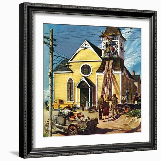 "Church Belfry Repair," April 20, 1946-E. Melbourne Brindle-Framed Giclee Print