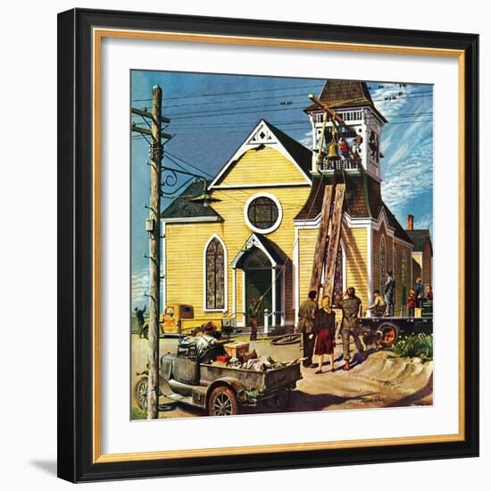 "Church Belfry Repair," April 20, 1946-E. Melbourne Brindle-Framed Giclee Print