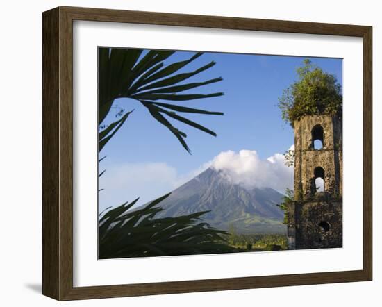 Church Belfry Ruins and Volcanic Cone, Bicol Province, Luzon Island, Philippines-Kober Christian-Framed Photographic Print