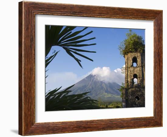 Church Belfry Ruins and Volcanic Cone, Bicol Province, Luzon Island, Philippines-Kober Christian-Framed Photographic Print