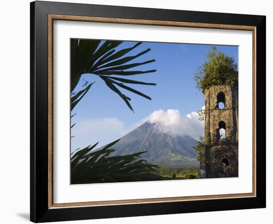 Church Belfry Ruins and Volcanic Cone, Bicol Province, Luzon Island, Philippines-Kober Christian-Framed Photographic Print