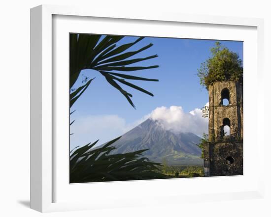 Church Belfry Ruins and Volcanic Cone, Bicol Province, Luzon Island, Philippines-Kober Christian-Framed Photographic Print